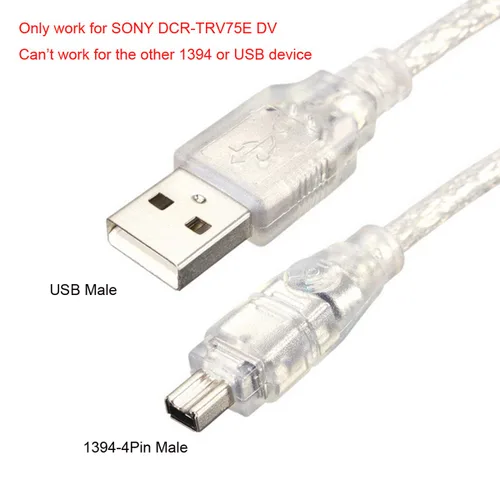 Miniatura 3 de chenyang Adaptador de cable iLink macho USB 2.0 macho a Firewire IEEE 1394 de 4 pines macho solo compatible con Sony DCR-TRV75E 4.92FT/1.5M