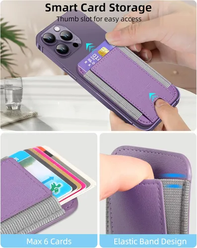 Miniatura 6 de para cartera MagSafe, cartera magnética más fuerte para iPhone 17/16/15/14/13/12 Series, soporte para 7 tarjetas, carteras magnéticas para teléfono