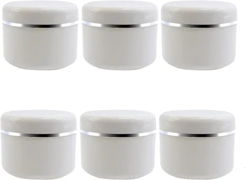 6 unidades de 8.5 fl oz/8 oz blanco vacío plástico cosméticos contenedores con tapa redonda para crema facial DIY exfoliante corporal máscara loción
