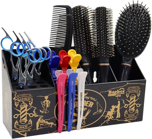 Miniatura 7 de Caja de soporte para tijeras de peluquería, suministros de peluquería, accesorios para estación de herramientas, organizador de escritorio, clips
