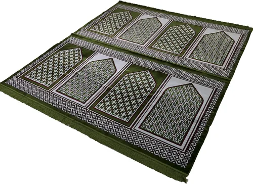 Miniatura 3 de Modefa Alfombra turca de oración islámica – Alfombra grande para rezar en grupo y reunión – Alfombra ancha de terciopelo de felpa – Janamaz Sajada