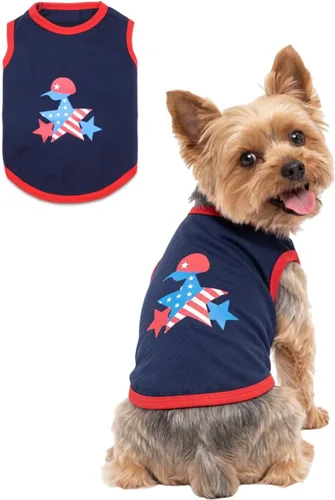 Miniatura 7 de Ropa para cachorros pequeños y XS para el 4 de julio, camisetas para perros del Día Independiente con la bandera de Estados Unidos para niño y niña