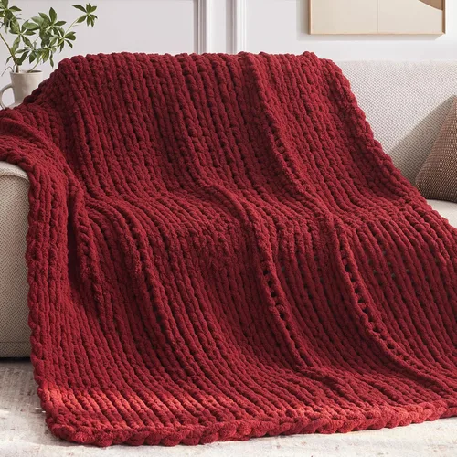 Miniatura 26 de Negwoo - Manta de punto grueso, de felpilla, para cama y sofá, manta de ganchillo hecha a mano, grande y gruesa, lavable a máquina, bonita y cómoda