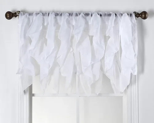 Miniatura 8 de 1 pieza cenefa transparente con volantes en cascada beige estilo Shabby Chic (50" x 16")