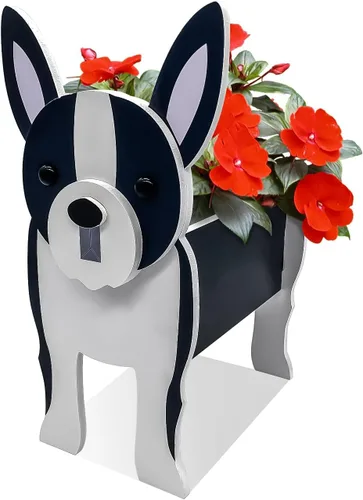 Miniatura 4 de Bamboo's Grocery LoKii Macetas de perro Boston Terrier, linda maceta de perro, contenedores de plantas con forma de animales, para plantas