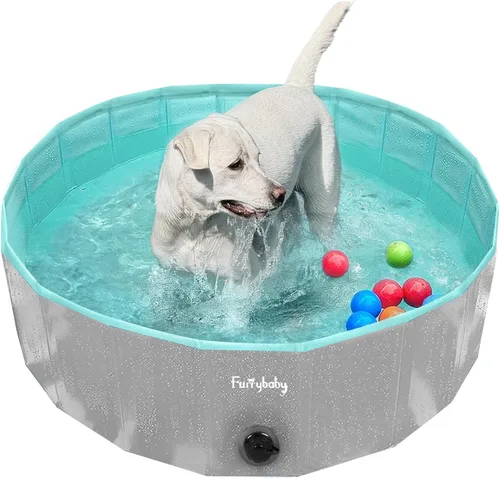 Miniatura 18 de Furrybaby Piscina para perros, piscina infantil plegable de plástico duro para perros grandes, portátil para mascotas, para nadar