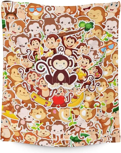 Miniatura 19 de Manta de mono para niñas pequeñas, tamaño de regazo de 30 x 40 pulgadas, manta de felpa suave y peluda para regalo, manta negra linda para cama, sofá
