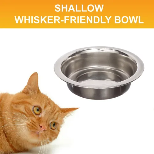 Miniatura 6 de Neater Pet Brands Cuencos de acero inoxidable poco profundos para gatos, 1 taza (8 onzas), 1 tazón de repuesto para comedero individual
