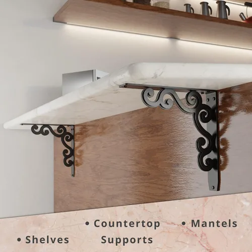 Miniatura 102 de Starby Charleston Soportes de acero resistente para repisa de chimenea, estante flotante, soporte de encimera, soldado a mano (paquete de 2)
