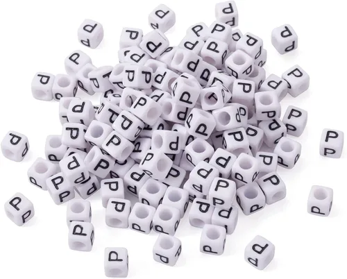 Miniatura 18 de FASHEWELRY 300 cuentas cúbicas de acrílico con números cuadrados mezclados del 0 al 9, cuentas de acrílico blanco de 0.236 x 0.236 pulgadas