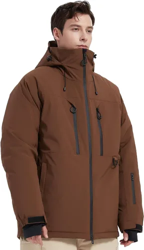 Miniatura 3 de Chaqueta de esquí impermeable para hombre, abrigos de nieve, snowboard de montaña, rompevientos, parka con capucha Marrón