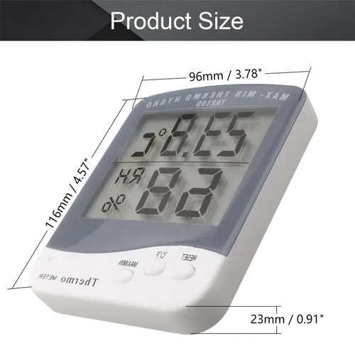 Miniatura 2 de Othmro Termómetro digital TA218D para interiores, monitor de humedad, termómetro de temperatura, termómetro digital para hogar, oficina, humidores