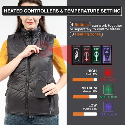 Miniatura 2 de DUKUSEEK Lightweight Heated Vest, Men Rechargeable Heating Vest w 7.4V Battery and Hand Warmer for Hiking Camping