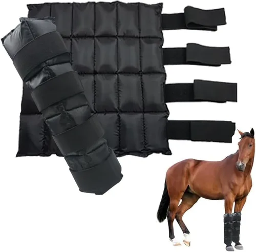 WORLD-BIO Botas de hielo para caballo, terapia de frío para piernas para Hocks/tobillos/Rodillas, duraderas, flexibles, ajuste universal, alivia la