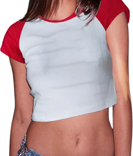 Miniatura 4 de Avanova Camiseta de manga corta con estampado de letras para mujer, cuello redondo, ajustada