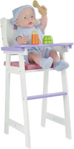 Miniatura 7 de Olivia's Little World - Silla alta para muñeca bebé princesa de lunares - Gris Blanco