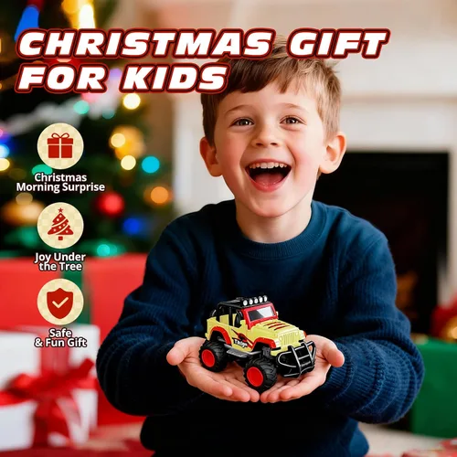 Miniatura 7 de Tecnock Mini auto RC para niños, auto a control remoto a escala 1:32 con batería recargable tipo C, 2.4 GHz duradero pequeño camión RC con fácil
