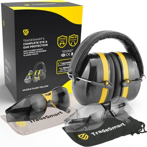 Miniatura 14 de TradeSmart High-Performance Earmuffs for Shooting Range & Shooting Eye Protection Glasses + Firearm Confidence Course Gafas transparentes - Amarillo