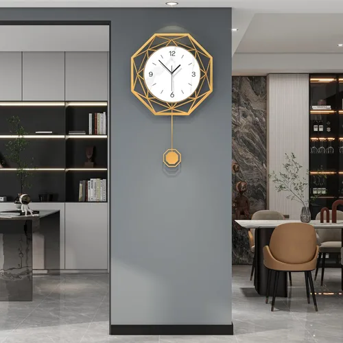 Miniatura 8 de Reloj de pared grande decorativo con péndulo, funciona con pilas, cuarzo de calidad silenciosa, reloj moderno para sala de estar, dormitorio