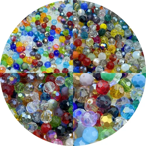 Miniatura 14 de 200 cuentas redondas de cristal de vidrio de 6mm, cuentas espaciadoras facetadas redondas para hacer joyas, pulseras, aretes, collares, campanillas