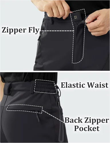 Miniatura 4 de TACVASEN Pantalones de esquí para hombre, con forro polar, impermeables, con aislamiento de invierno, para senderismo, trabajo al aire libre, caza