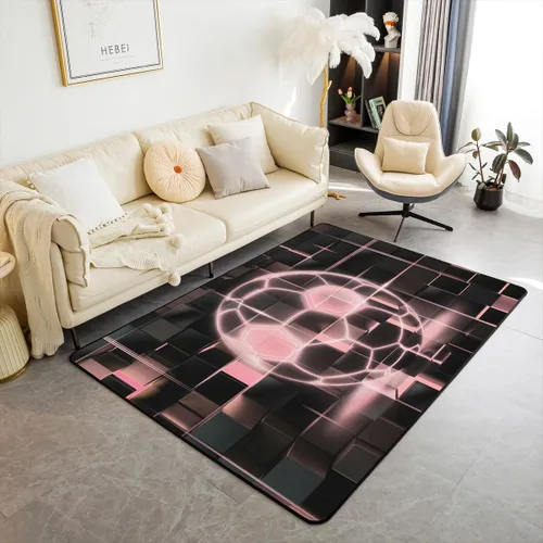 Miniatura 32 de Erosebridal Tapete de fútbol para interiores de 3 x 5 pulgadas, alfombra de fútbol neón para niños, adolescentes, hombres, brillantes, geométricas