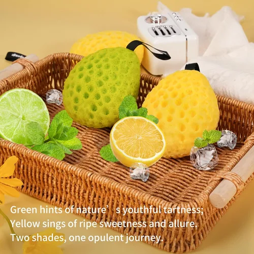 Miniatura 3 de Juego de esponjas de baño de YABAHU: lujoso tono dual, amarillo limón revitalizante y verde lima fresco de la mañana, material ecológico ultrasuave