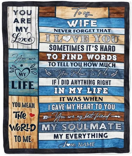 Miniatura 18 de Manta personalizada con texto en inglés «To My Wife from Husband When I Tell You I Love You Wife», manta de forro polar personalizada