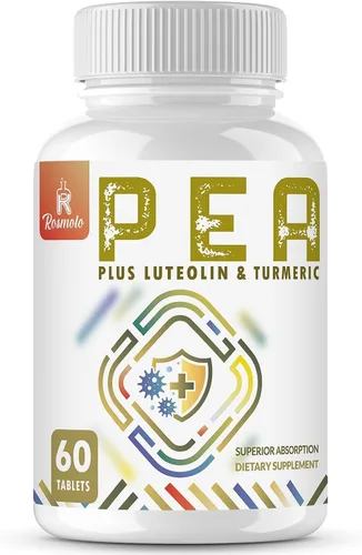 Palmitoiletanolamida de 1500 mg con luteolina 98% y cúrcuma, alta absorción, suplemento de guisantes micronizados para el manejo de molestias,