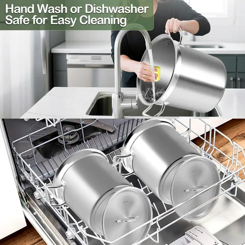 Miniatura 5 de Olla de acero inoxidable con tapa, olla grande de 20 cuartos de galón, olla resistente de tres capas de grado comercial y ollas para hervir, cocinar