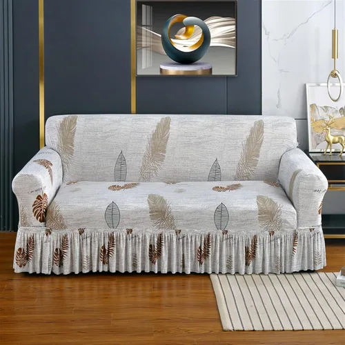 Miniatura 7 de MIPOPS Funda de sofá estampada elástica para sillón, fundas con patrón con falda lavable, protector de muebles de elastano para sala de estar