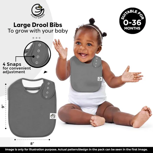 Miniatura 4 de Organic Cotton Baby Bibs for Drooling & Teething – Soft, Ultra Absorbent Baby Bib Set for Boys & Girls, 3-Pack Baberos Cerise Pink Drool