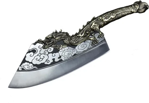 Cuchillo de carne, picador de huesos forjado a mano de 9.8 pulgadas, picador de huesos de estilo chino, picador de huesos grandes, cuchillo afilado