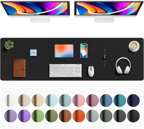 Miniatura 99 de Aothia - Protector de escritorio de cuero sintético, base para mouse, superficie antideslizante e impermeable para escribir y para laptop
