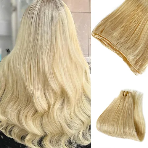 Miniatura 26 de Extensiones adhesivas rubias de cabello humano brasileño grado 9A, #60 rubio platino, cinta en 12 pulgadas, 20 unidades por juego, extensiones