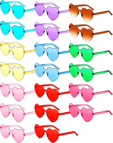 20 pares de lentes de sol sin montura en forma de corazón, transparentes, color caramelo, sin marco, gafas de moda, 10 colores