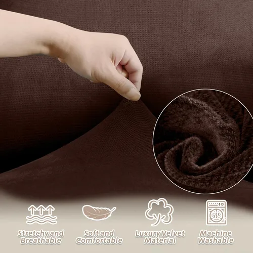 Miniatura 331 de Arfntevss Fundas de sofá seccional reclinable de terciopelo, Funda de sofá seccional de esquina para sofá reclinable, Funda elástica suave