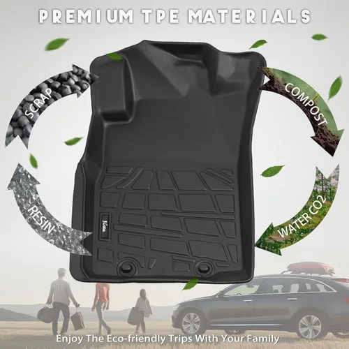 Miniatura 6 de KARPAL Alfombrillas de piso aptas para Toyota Tacoma 2005-2015 Doble Cabina (cobertura del espacio de los pies), revestimientos de piso de TPE