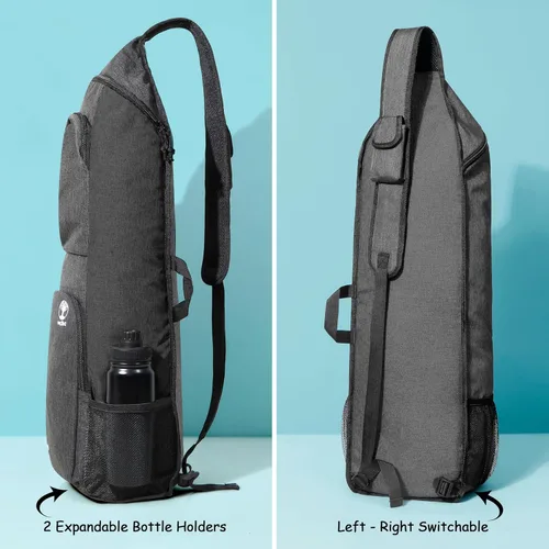 Miniatura 5 de Bolsa de transporte para esterilla de yoga WARRIOR2 - Bolsillos grandes y portabotellas de agua. Mochila de yoga para esterillas de 1.27 cm de Negro