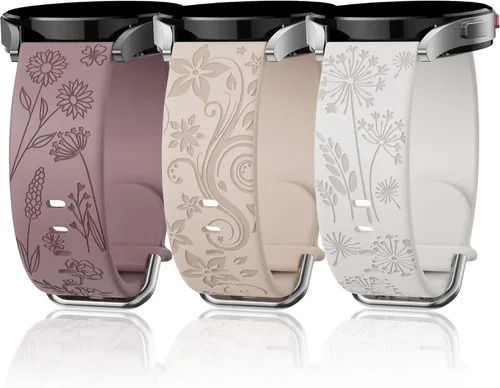 Miniatura 12 de Flower Engraved Bands Compatible with Samsung Galaxy Watch 7/ FE/ 6/5/ 4/ Active 2 40mm 44mm/ 5 Pro 45mm/ Watch 6/4 Classic 43mm 47mm 42mm 46mm, 3
