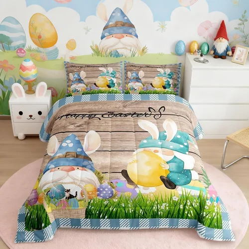 Miniatura 44 de Lindo juego de edredón de murciélago tamaño Queen con diseño de animales de Feliz Halloween, 3 piezas para decoración de habitación de niños