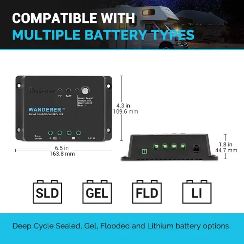 Miniatura 7 de Renogy - Panel solar flexible de 100W y paquete de controlador de carga solar de litio 30A