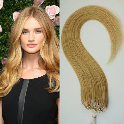 Miniatura 4 de 26" 50 g 100s Micro Anillo Bucle 100% cabello humano Extensiones Natural suave real Belleza recta pelo 100strands de regalo en uno Pack, 1
