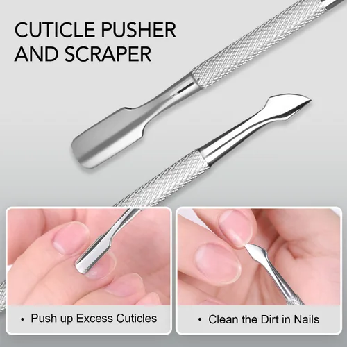 Miniatura 6 de GAOY Kit de removedor de cutículas 3 en 1, cortador profesional de cutículas, empujador y pinzas afiladas, herramientas de manicura de acero