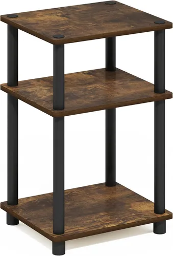 Miniatura 7 de Furinno JUST - Mesa auxiliar lateral, mesa de 3 niveles, estante de noche con estantes abiertos, mesita de noche, ensamble sin herramientas