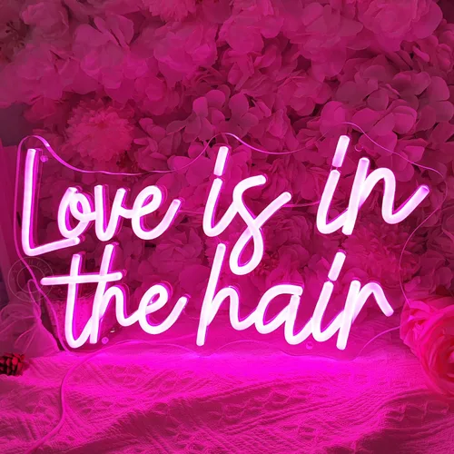 Miniatura 3 de SYLHOME Letrero de luz LED de neón con texto en inglés «Love Is In The Hair» para peluquería, peluquería, peluquería, peluquería, estudio