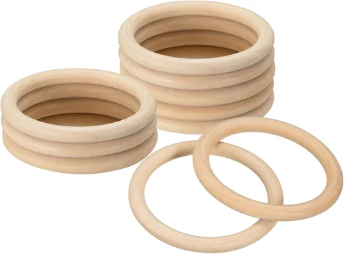 Miniatura 9 de uxcell 10 anillos de madera natural de 3.937 in (4 pulgadas), círculos de madera lisa sin terminar de 0.591 in de grosor para manualidades, tejer