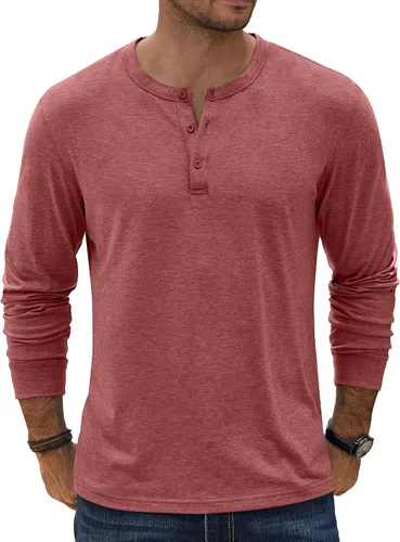 Miniatura 11 de COOFANDY Camiseta Henley de Manga Larga para Hombre Camisas Pullover Casuales Ligeras Camisetas Básicas Suaves Elásticas Tops de Otoño