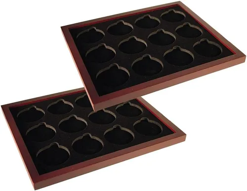 Miniatura 14 de Caja de exhibición de monedas de dos bandejas para cápsulas, certificadas, estilo losa o monedas de desafío, sin bandejas