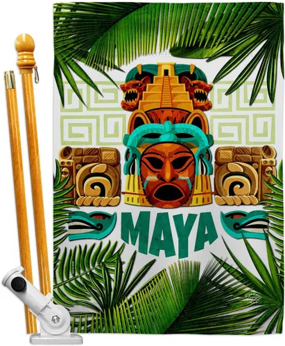 Miniatura 5 de Maya - Kit de banderas de arpillera para casa de jardín, regional, México, Estados Unidos, Estados mexicanos, área particular, pequeño, decorativo